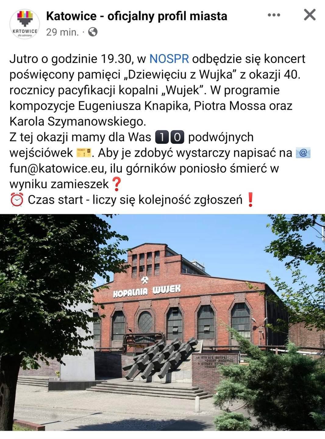 Skandaliczny wpis na profilu Katowic. Prezydent przeprasza (fot. Facebook) 
