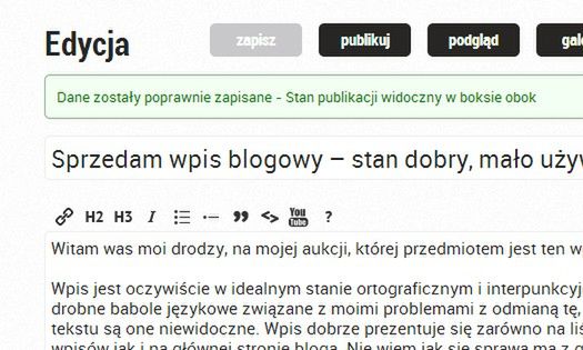 Sprzedam wpis blogowy – stan dobry, mało używany