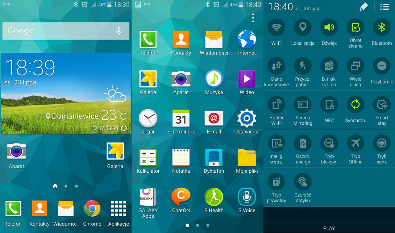 TouchWiz w Samsungu Galaxy S5.