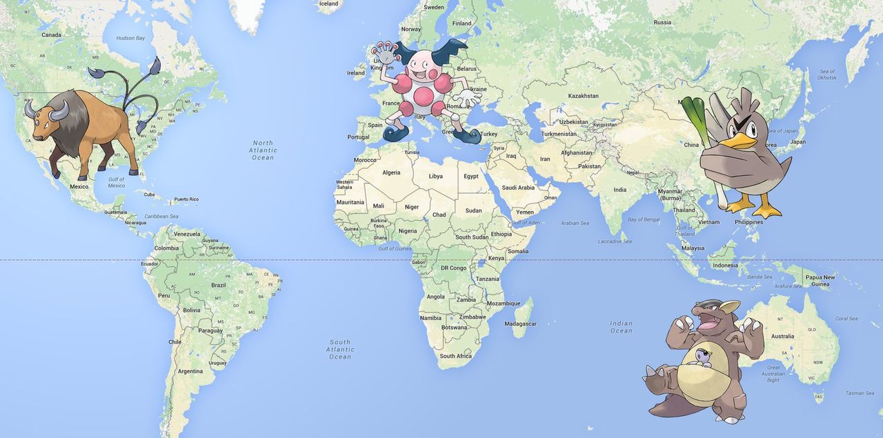 Pokemony występujące tylko na danym kontynencie, źródło: techinsider.io