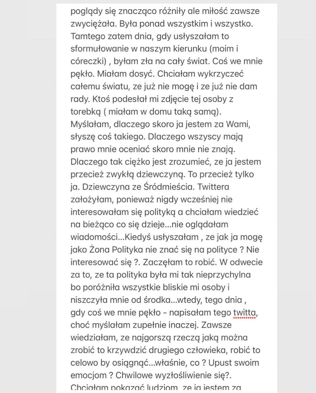 Treść oświadczenia udostępnionego przez Mariannę Schreiber