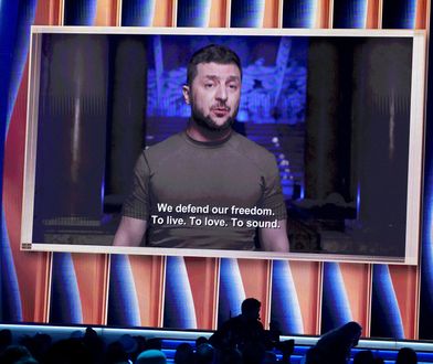 Wołodymyr Zełenski na gali Grammy: "Nasi muzycy śpiewają dla rannych w szpitalach"