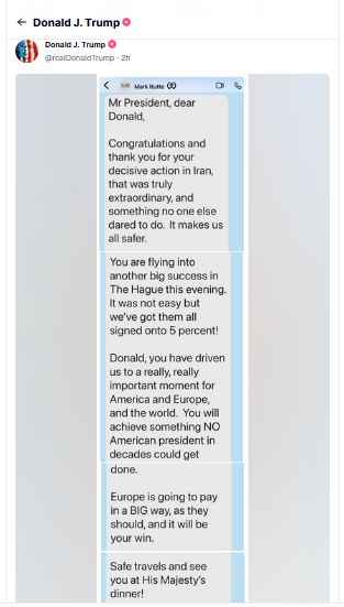 Trump opublikował SMS-a jakiego otrzymał od Marka Rutte 