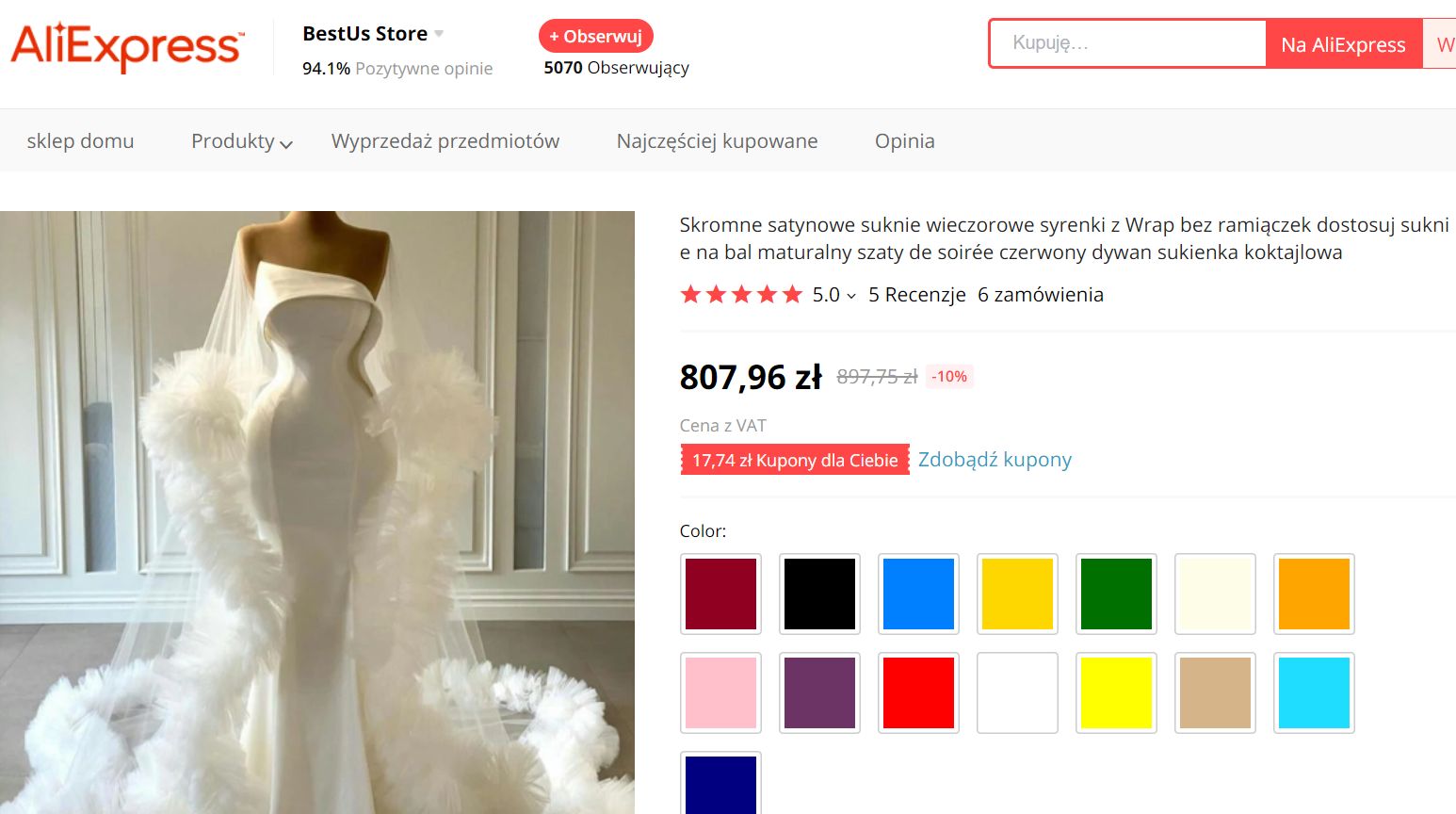 suknia podobna do sukienki Małgorzaty Rozenek znaleziona na Ali Express