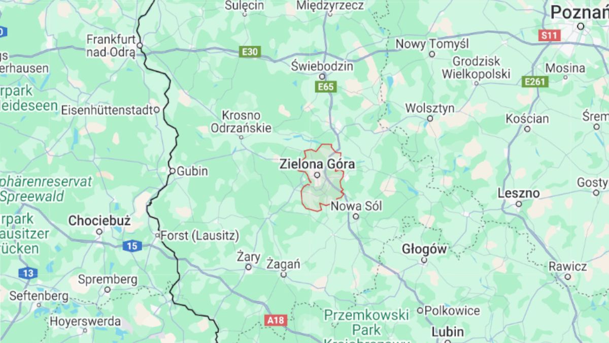 Zielona Góra w Google Maps