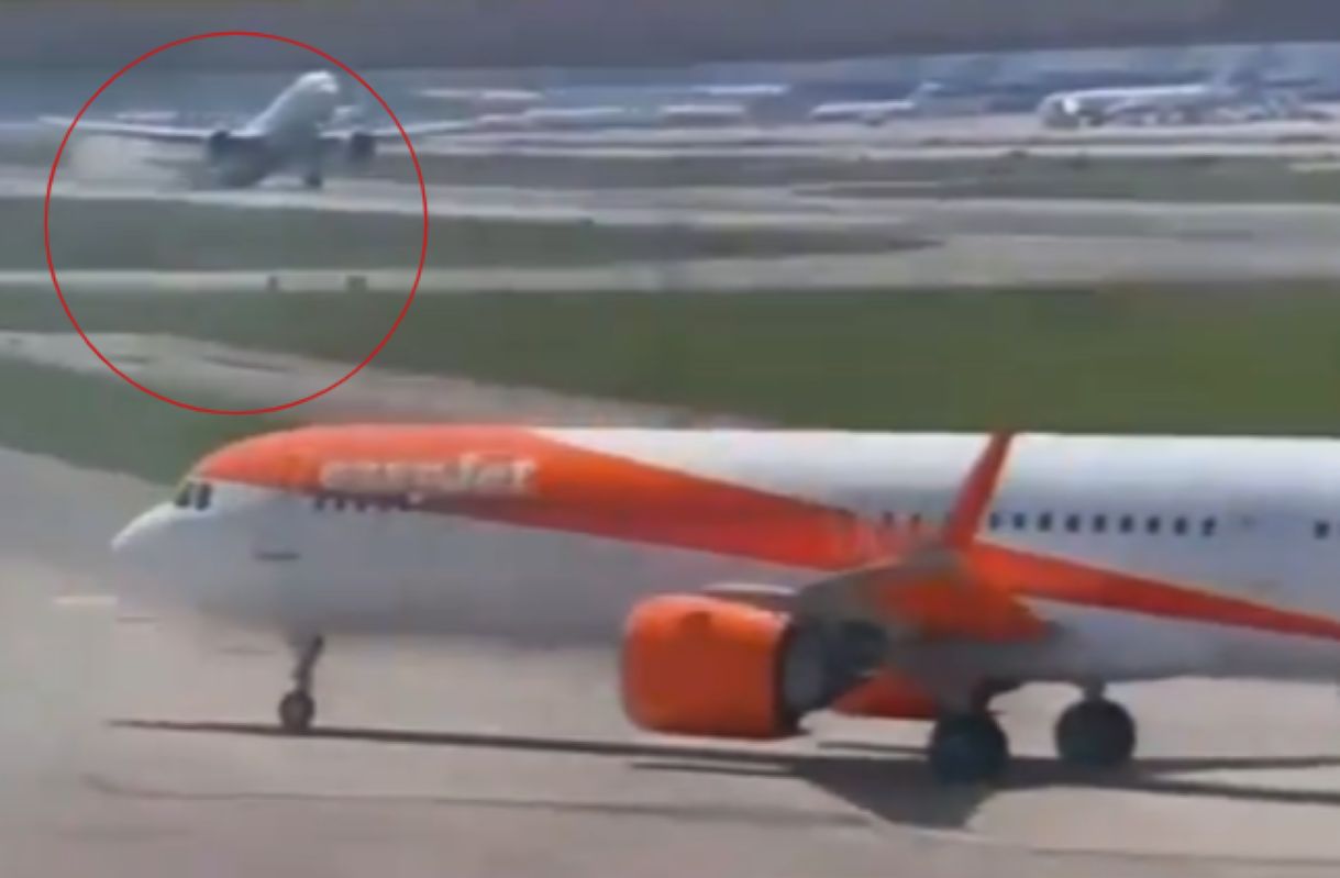 Moments of terror at the Milan airport. The plane scraped its tail on the runway.