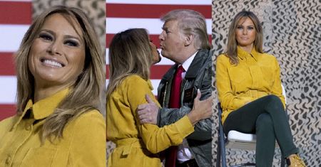 Zadowolony Donald i uśmiechnięta Melania wymieniają czułości w wojskowej bazie w Iraku (ZDJĘCIA)