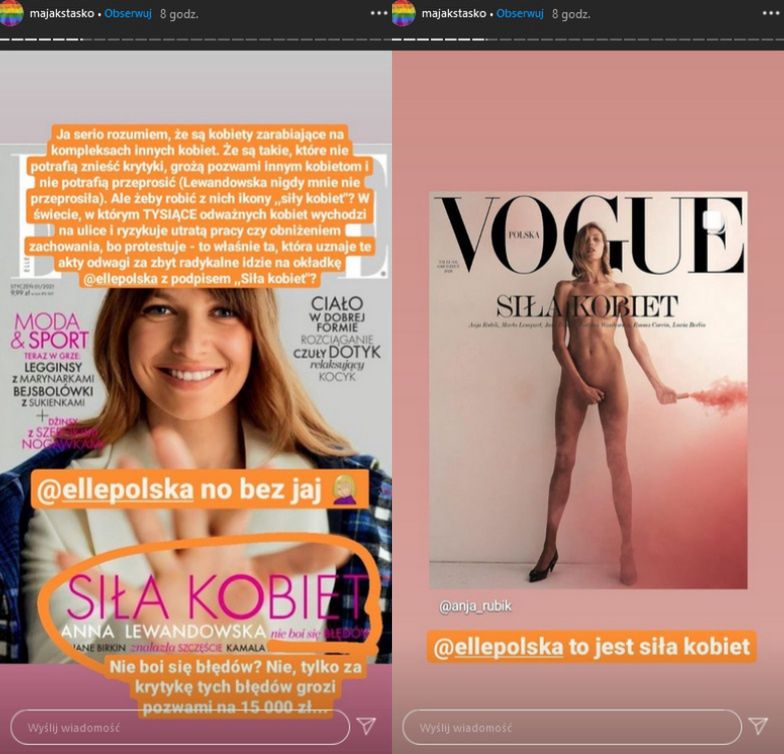 Maja Staśko o okładce "Elle" z Anną Lewandowską