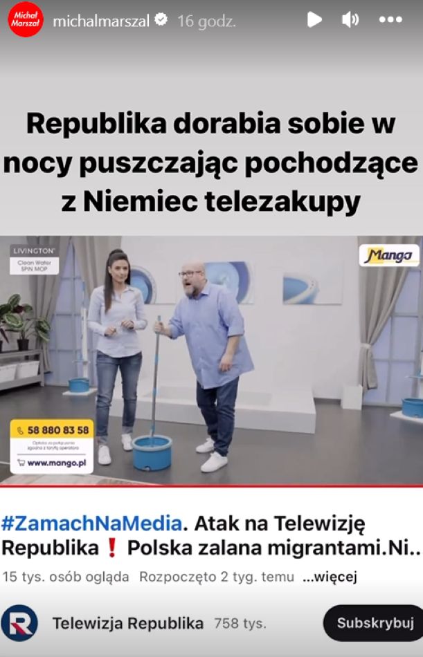 kadr z mediów społecznościowych Michała Marszała