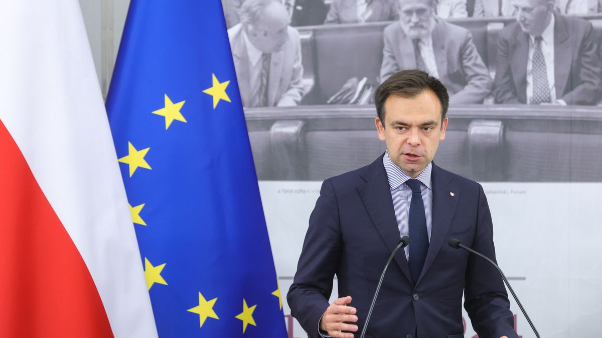 Warszawa, 10.07.2024. Minister finansów Andrzej Domański na sali obrad Senatu w Warszawie, 10 bm. Senat zajmie się m.in. ustawą o zmianie ustawy o finansach publicznych oraz niektórych innych ustaw. (jm) PAP/Rafał Guz