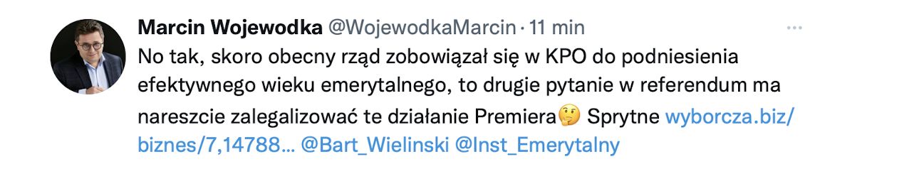 Tweet dr. Marcina Wojewódki