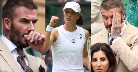 Niewyspany David Beckham podziwia Igę Świątek z trybun królewskich na Wimbledonie (ZDJĘCIA)