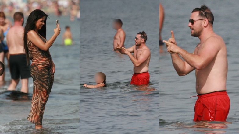 Sylwia Bomba i Grzegorz Collins na plaży