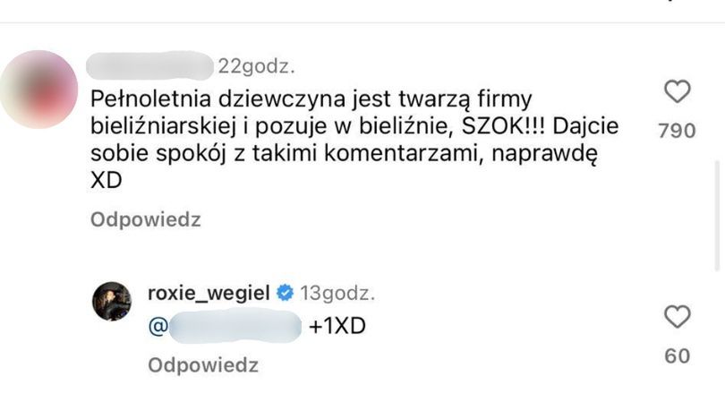 Roksana Węgiel komentuje aferę wokół zdjęcia w bieliźnie
