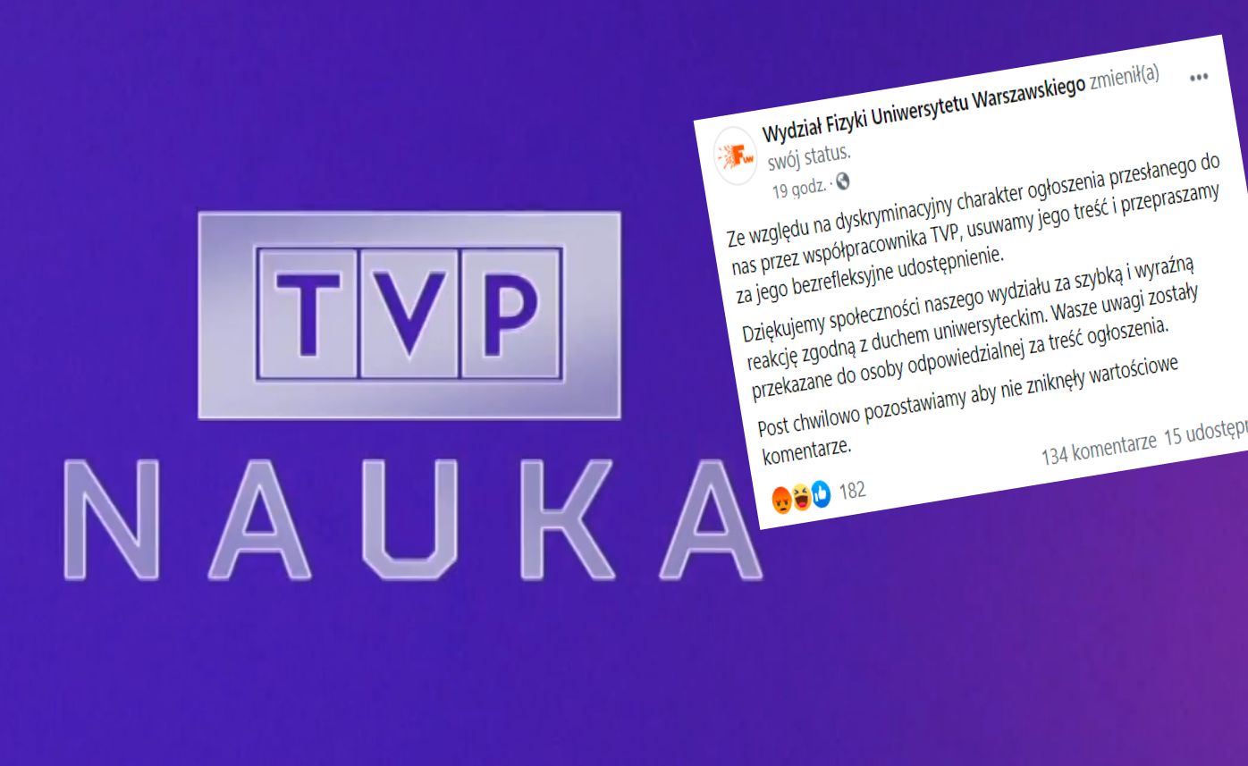 Uniwersytet Warszawski wycofuje ogłoszenie. Chodziło o pracę w TVP