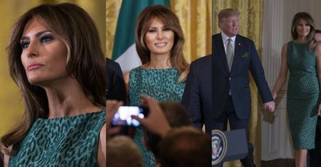 Drapieżna Melania w sukience w cętki obchodzi Dzień Św. Patryka (ZDJĘCIA)