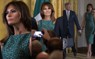 Drapieżna Melania w sukience w cętki obchodzi Dzień Św. Patryka (ZDJĘCIA)