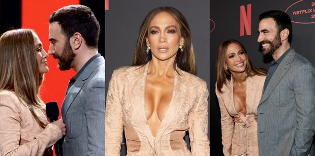 Wydekoltowana Jennifer Lopez FLIRTUJE Z KOLEGĄ z planu, promując swój nowy film. Jest ogień? (ZDJĘCIA)