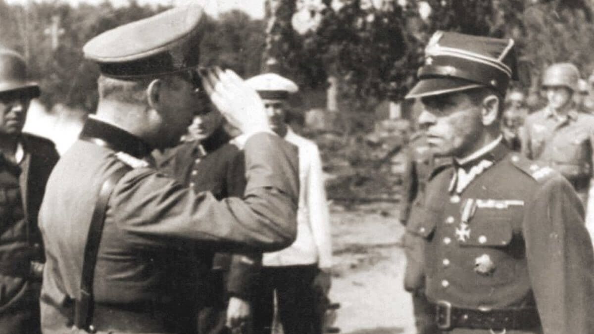 Gen. Friedrich-Georg Eberhardt i mjr Henryk Sucharski podczas kapitulacji Westerplatte