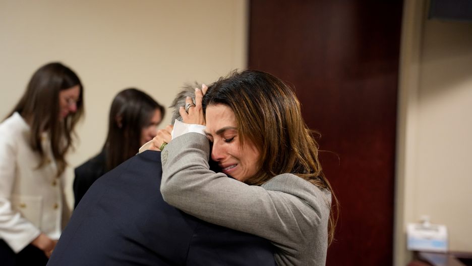 Alec Baldwin Appears In Court For Involuntary Manslaughter Trial
SANTA FE, NEW MEXICO - JULY 12: Alec Baldwin and his wife Hilaria Baldwin embrace during his trial for involuntary manslaughter in First Judicial District Court on July 12, 2024 in Santa Fe, New Mexico. The trial for involuntary manslaughter was dismissed by a judge Friday after she ruled that key evidence over a fatal shooting on the set of "Rust" had been withheld from the defense. (Photo by Ramsay de Give-Pool/Getty Images)
Pool
film, trial