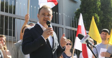 Rocznica białoruskich wyborów. Manifestacja w centrum Warszawy