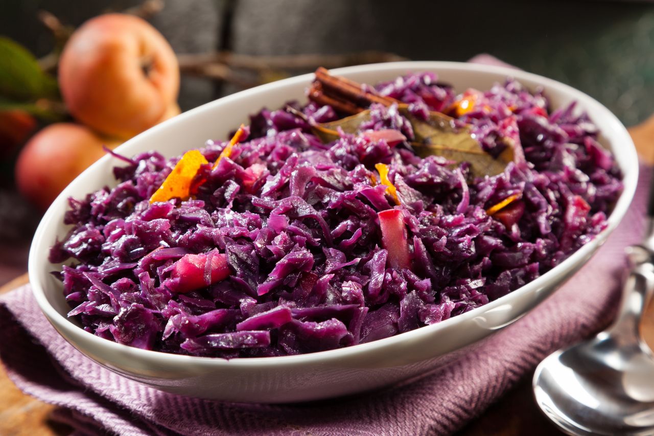 Red cabbage seasoned this way is extremely aromatic.