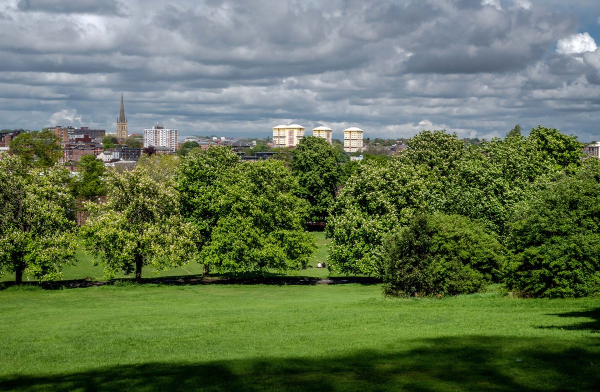 Buildings and trees on the Wakefield skyline seen from Thornes Park in Wakefield, UK, on Wednesday, May 4, 2022. Of the three dozen Red Wall districts that had voted Labour for generations, mostly backed Brexit and that UK Prime Minister Boris Johnsonwon in 2019, 86% have fallen further behind London and the South East of England. Photographer: Joanne Coates/Bloomberg via Getty Images