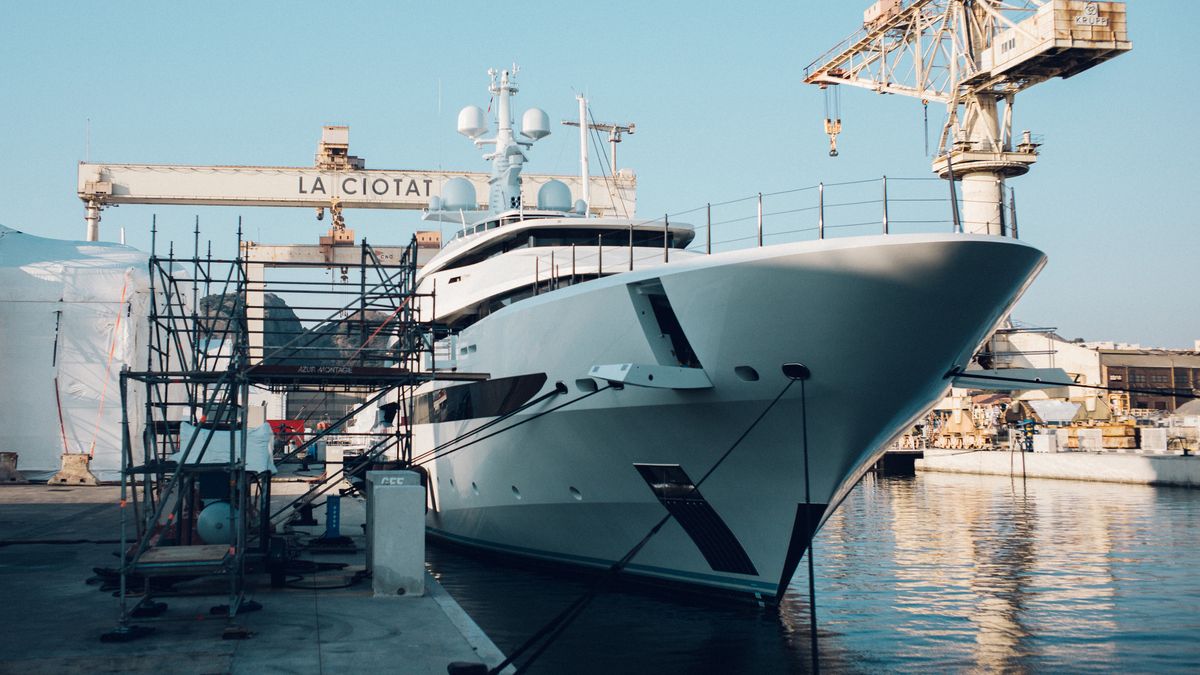 The superyacht Amore Vero, owned by a company whose main shareholder is the head of Rosneft Oil Co., after being impounded by French authorities in La Ciotat, France, on Friday, March 4, 2022. Rosneft Chief Executive Officer Igor Sechins superyacht was blocked by French customs officials on the Cote DAzur, part of the European Unions sanctions against wealthy Russians with close ties to President Vladimir Putin. Photographer: Theo Giacometti/Bloomberg via Getty Images