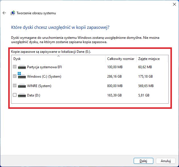 Tworzenie obrazu systemu w Windows 11