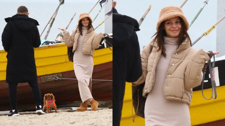 Jakub Rzeźniczak i Paulina Nowicka urządzają sobie sesję na plaży w Sopocie