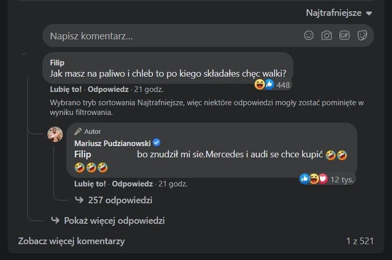 Riposta Mariusza Pudzianowskiego 