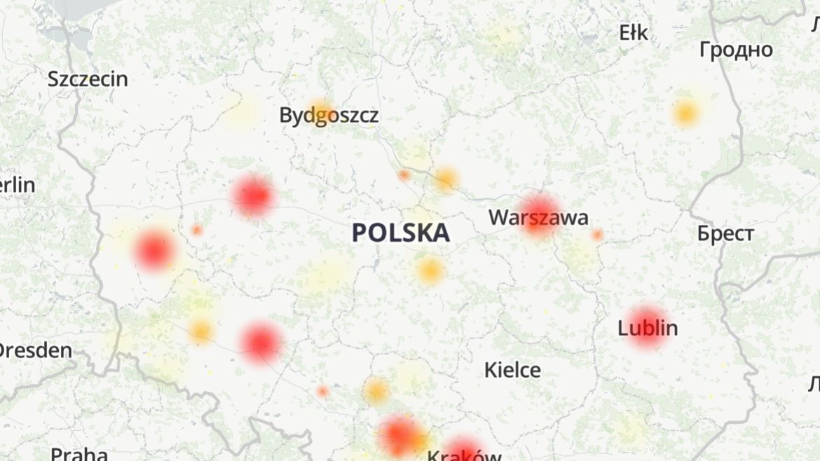 Netia - awaria. Mapa zgłoszeń