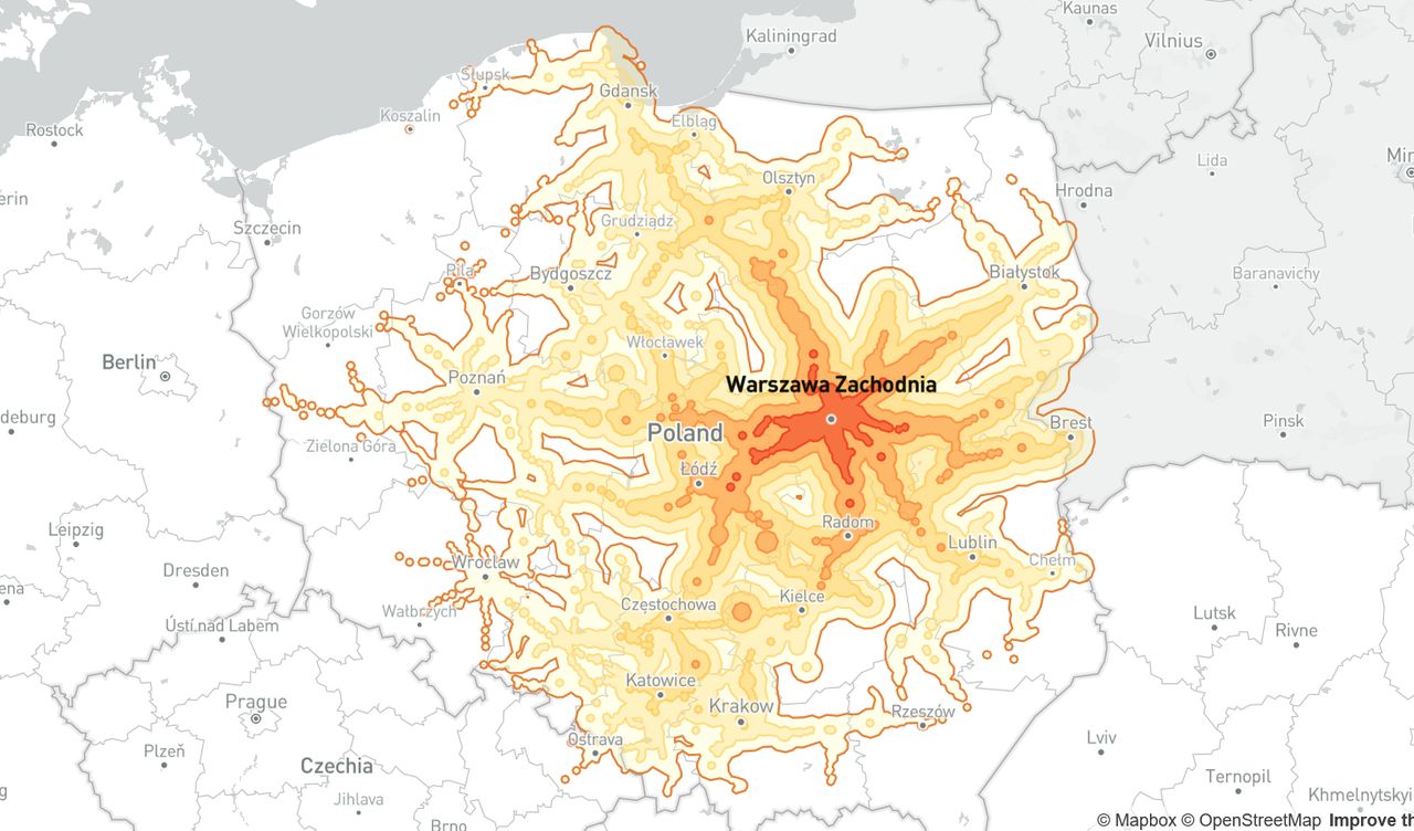 W pięć godzin koleją. Ta mapa ułatwi planowanie trasy