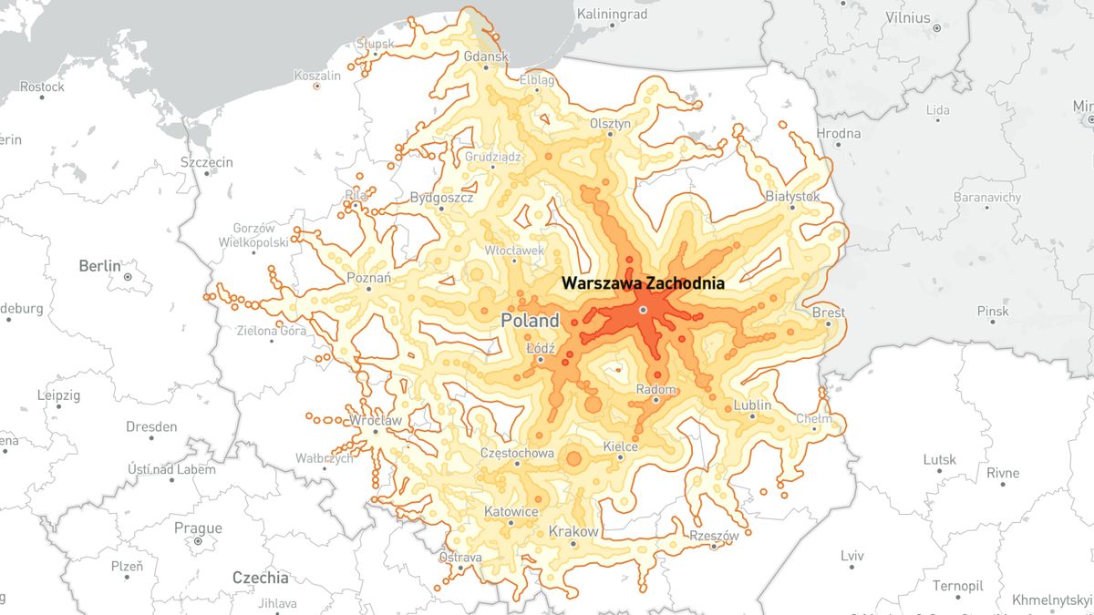 W pięć godzin koleją. Ta mapa ułatwi planowanie trasy