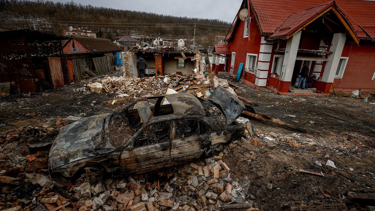 KYIV, UKRAINE - DECEMBER 20: A view of the damage after the unmanned aerial vehicle (UAV) attack organized by the Russian forces yesterday in the village of Stari Bezradichi, 40 kilometers from Kyiv, Ukraine on December 20, 2022. (Photo by Mustafa Ciftci/Anadolu Agency via Getty Images)