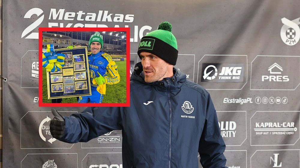 WP SportoweFakty / Michał Szmyd / Na zdjęciu: Martin Vaculik, w ramce zaprezentowany przez niego prezent