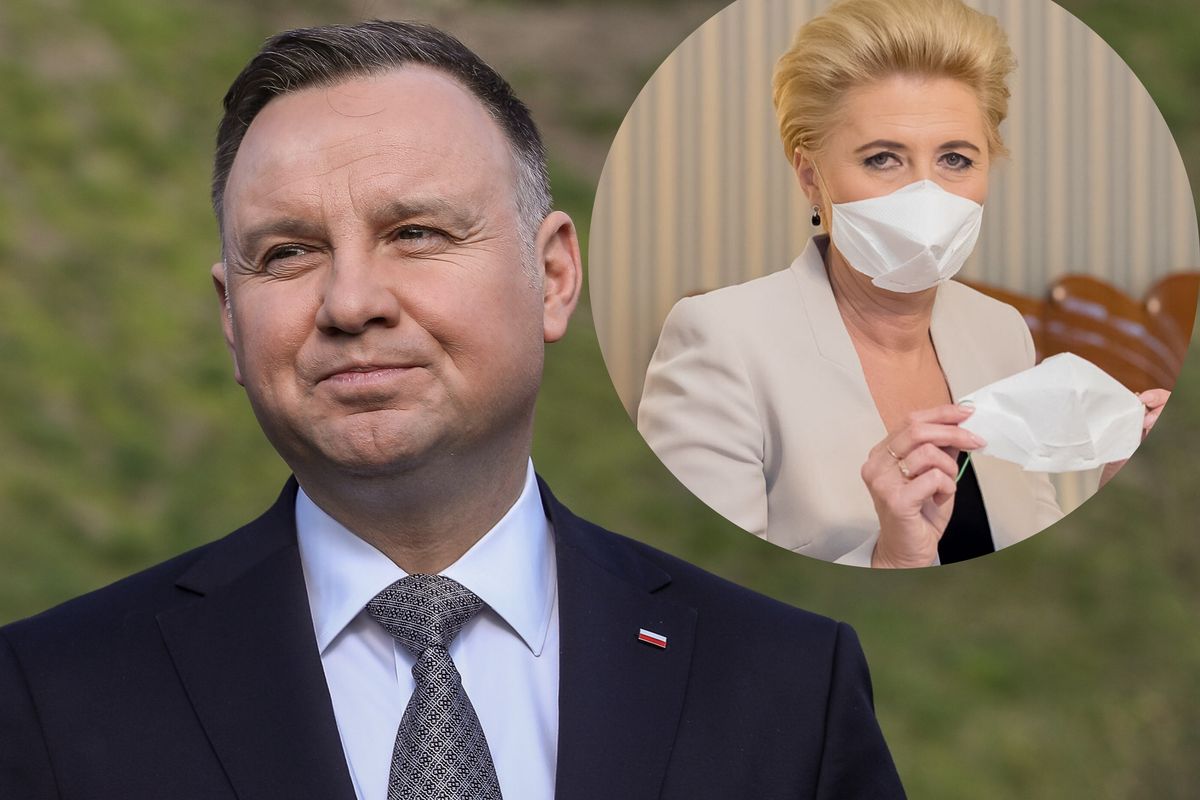 Andrzej Duda nie nosi maseczki, którą wykonała Agata Kornhauser-Duda. Prezydent wybrał patriotyczny model