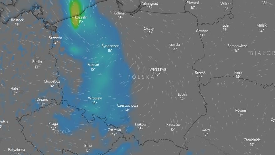 Prognozowane burze nad Polską 