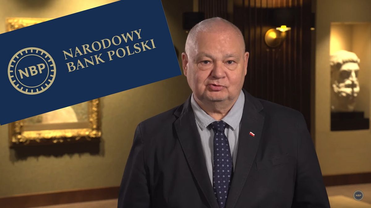 Narodowy Bank Polski prezentuje nowe logo. Na zdjęciu prezes banku centralnego Adam Glapiński.
