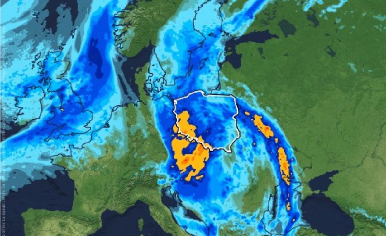 Prognoza sumy opadów w Polsce w niedzielę, 15 września