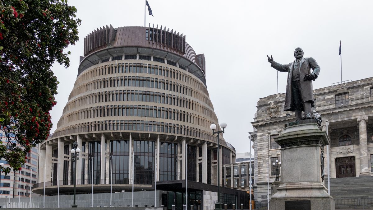 The New Zealand Parliament in Wellington, New Zealand, on Tuesday, Dec. 14, 2021. New Zealands treasury yield curve has flattened markedly, signaling that the central banks tightening cycle is expected to significantly slow economic growth. Photographer: Birgit Krippner/Bloomberg via Getty Images