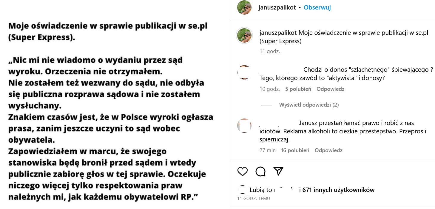 Oficjalne oświadczenie Janusza Palikota