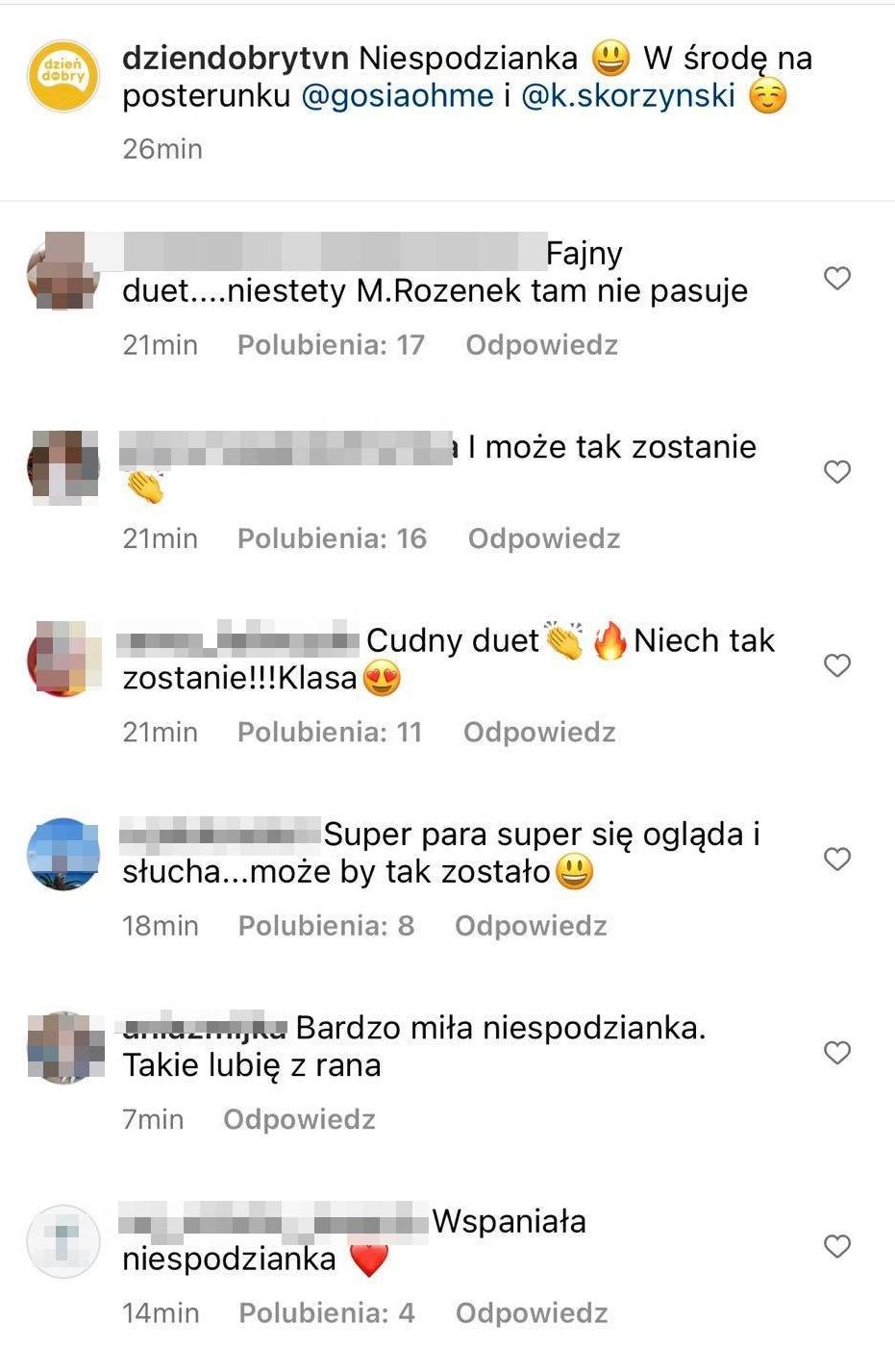 Komentarze pod postem "Dzień dobry TVN"
