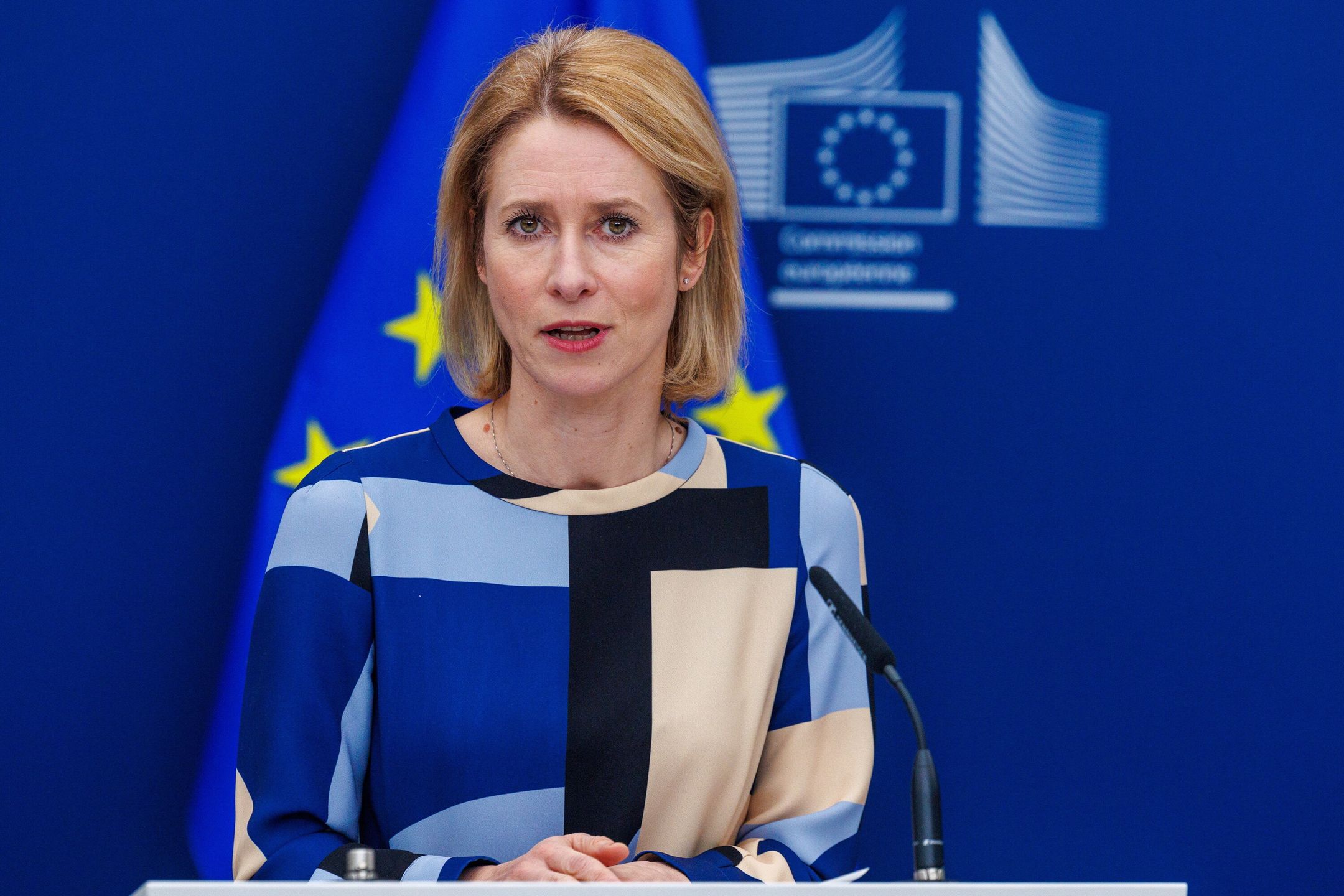 EU High Representative for Foreign Affairs and Security Policy Kaja Kallas addresses a press conference upon the 13th meeting of the Core Group on the Establishment of a Special Tribunal for the Crime of Aggression Against Ukraine, at the European Commission in Brussels, Belgium, 04 February 2025. EPA/OLIVIER MATTHYS Dostawca: PAP/EPA.