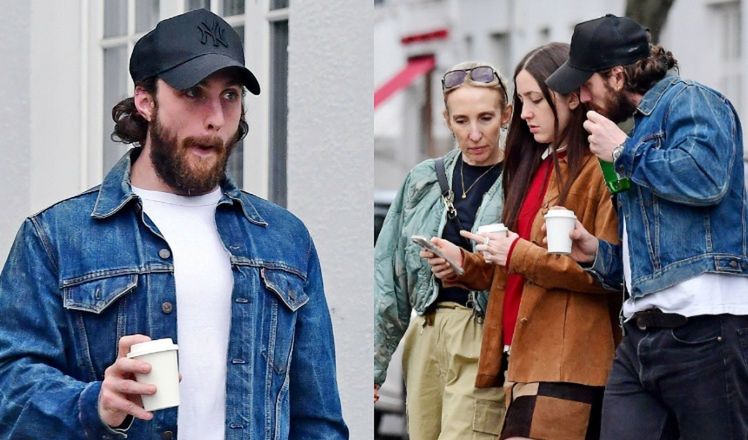 Aaron Taylor-Johnson spaceruje ze STARSZĄ o 23 lata żoną i niewiele młodszą pasierbicą. Rodzina jak z obrazka? (ZDJĘCIA)