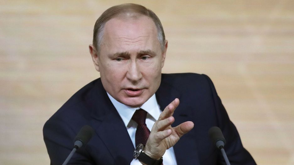 TemporaryRussian President Vladimir Putin gestures during his annual news conference in Moscow, Russia, Thursday, Dec. 19, 2019. Putin says that global climate change poses new challenges to Russia. Speaking at his annual news conference Thursday, Putin said that global warming could threaten Russian Arctic cities and towns built on permafrost.  (AP Photo/Pavel Golovkin)AP