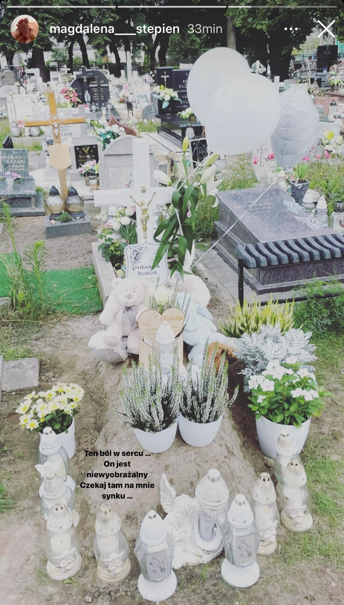 Magdalena Stępień pokazała grób synka 