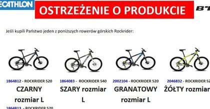 Decathlon apeluje od klientów o zwrot rowerów. Ramy mogą się złamać