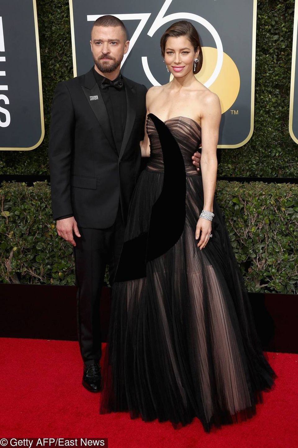 Justin Timberlake i Jessica Biel - Złote Globy 2018, obie kreacje: Dior