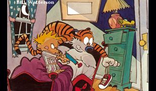 Calvin i Hobbes. Coś się ślini pod łóżkiem.